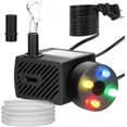 thumbnail image 1 of shiyou-Mini Submersible Fountain Water Pump With LED Light 95GPH 5W Small Ultra Quiet Water Pump With Tubing For Aquarium Fish Tank Outdoor Pond Water Feature Fountain Statuary, 1 of 4