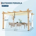 thumbnail image 4 of Petyee 10 x 13FT Outdoor Aluminum Pergola with  Retractable Canopy and Side Mesh Screen,UV & Mosquito Proof,Wood-Grain Finish,Beige canopy, 4 of 8