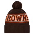 thumbnail image 2 of Men's New Era Brown Cleveland Browns Retro-Cuffed Knit Hat with Pom, 2 of 2