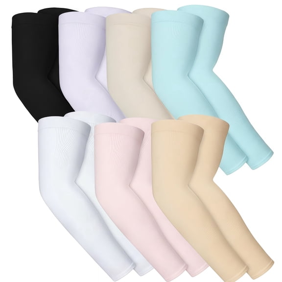 Cooling Ice Silk Arm Sleeves 7-Pairs (Unisex) - UV Block Loose Sleeves for Outdoor Activities, Driving & Tattoo Concealing