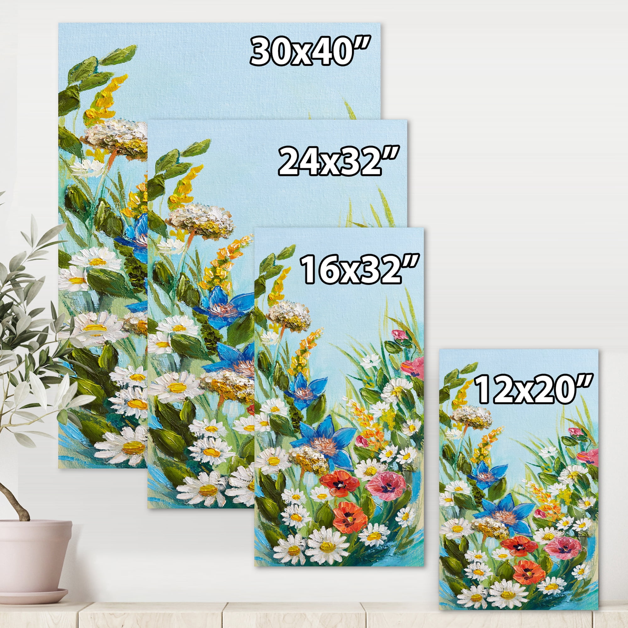 Designart ' Still Life Of Colorful Wildflowers With Leaves I ' Traditional Canvas Wall Art Print