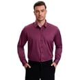 thumbnail image 4 of DARING DIVA Men's Point Collar Long Sleeve Button Down Formal Shirts 3XL Burgundy, 4 of 7