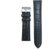 Genuine Leather Padded Croco Watchband, Black