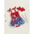 thumbnail image 3 of Okbabeha 4th of July Baby Girl Outfits Toddler Fourth of July Romper Dress American Flag Strap Tulle Bodysuit Tutu Dress Summer Independence Day Clothes, 3 of 8