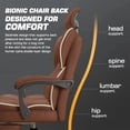 thumbnail image 3 of WXJHL Ergonomic Office Chair High Back Cushion Lumbar Back Support Computer Chairs with Footrest and Lumbar Support PU Leather Office Reclining Chair Gameing Chair Desk Chair（Brown）, 3 of 6