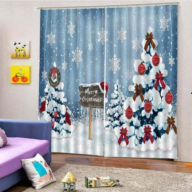 Sala De Ventana Cortinas Con 9 Ganchos - - 170x200cm, 150x166cm (59x65 in) 170x200cm Macarena Cortina de ventana de Navidad