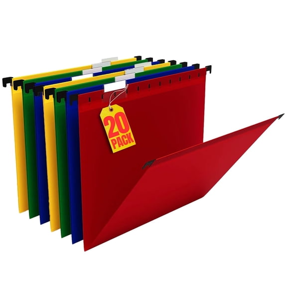 1InTheOffice Poly Hanging Folders Letter Size, Assorted Color, 5-Tab, 20 Pack