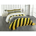 thumbnail image 3 of Ambesonne Construction Quilted Bedspread Set 3 Pcs, Work Site Caution, King Size, Yellow Black Grey, 3 of 5