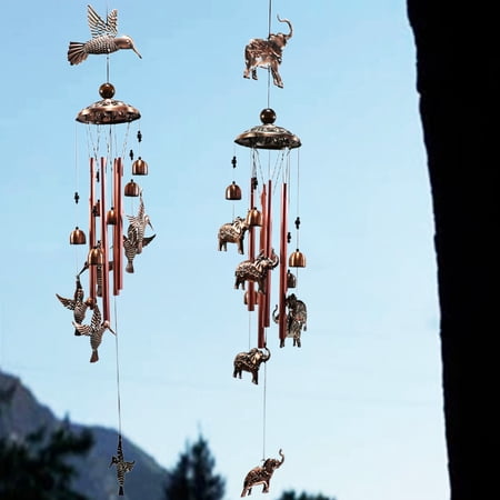 Hadanceo Wind Chimes Rustproof Metal Bird Elephant Shaped Wind Bells for Home Decor