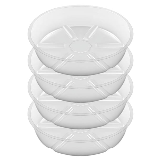 Paquete de 4 Platillos Transparentes para Plantas, Platillos de Plástico para Plantas de 10 Pulgadas, Bandeja para Plantas Más Gruesa, Maceta para Jardín Interior y Exterior
