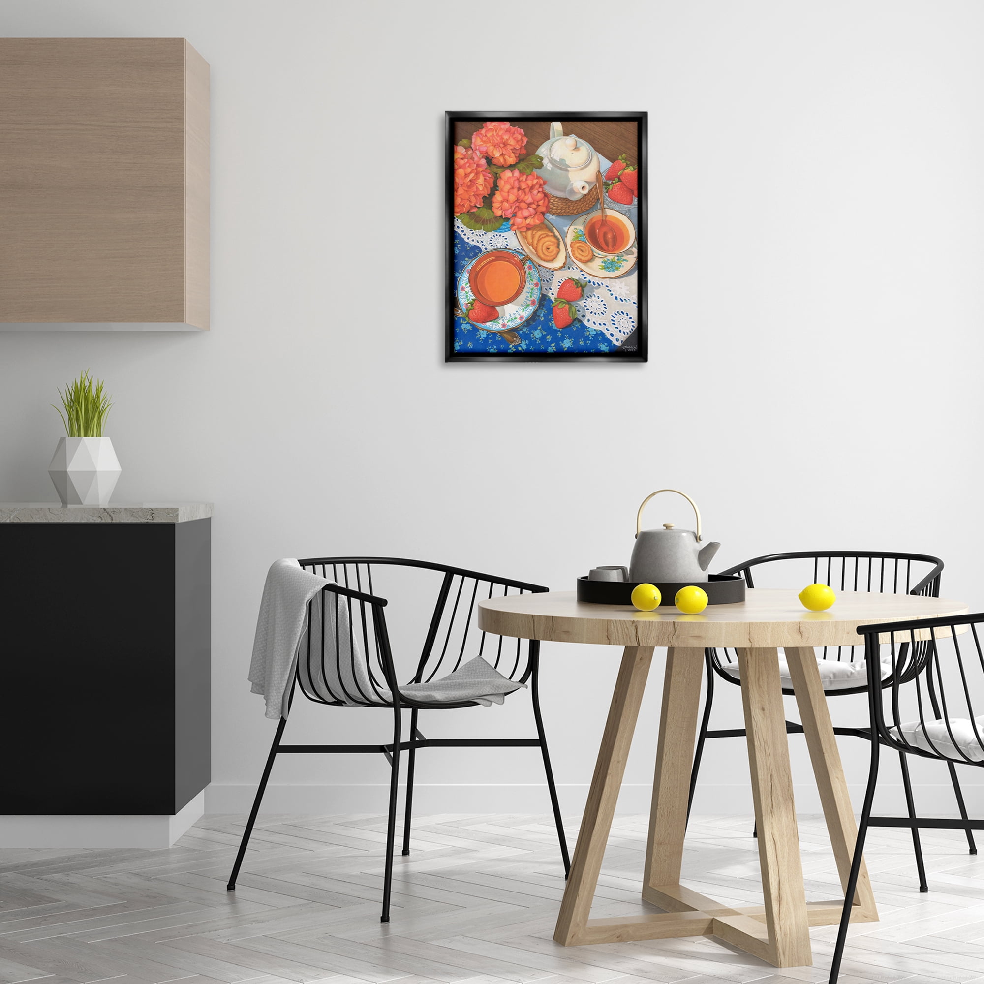 Stupell Industries Country Tea Time Food & Beverage Painting Black Floater Framed Art Print Wall Art, 17 x 21