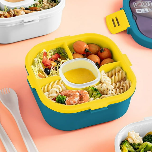 Dvkptbk Lunch Box Double Layered Salad Lunch Box Split P P Plastic Microwave Oven Fruit Light Food Picnic Box Office Lunch Box Camping Essentials