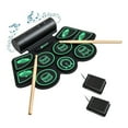 thumbnail image 1 of Gymax 9 Pads Electronic Drum Set Roll Up Drum Kit w/ MIDI & Dual Stereo Speakers Green, 1 of 10