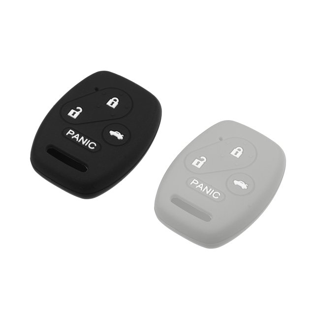 Coche Inteligente Llavero Cubierta Estuche 4 Botones Negro Gris (Paquete de 2)