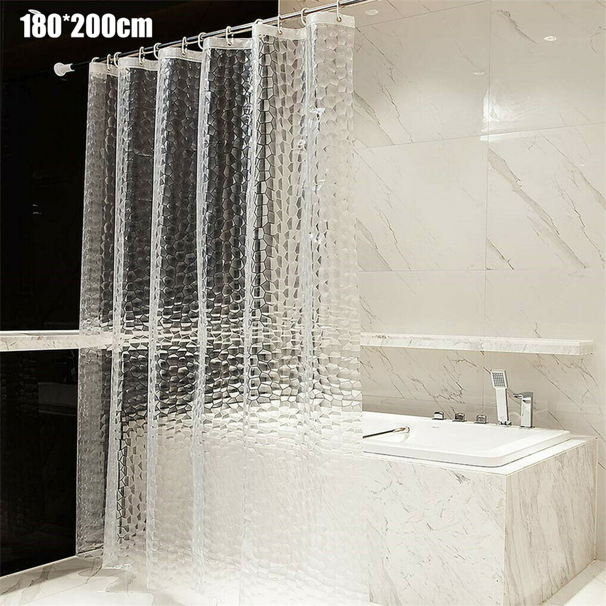 3D EVA Diamond Shower Curtain Clear Waterproof Plastic Water Cube Thicker FA 