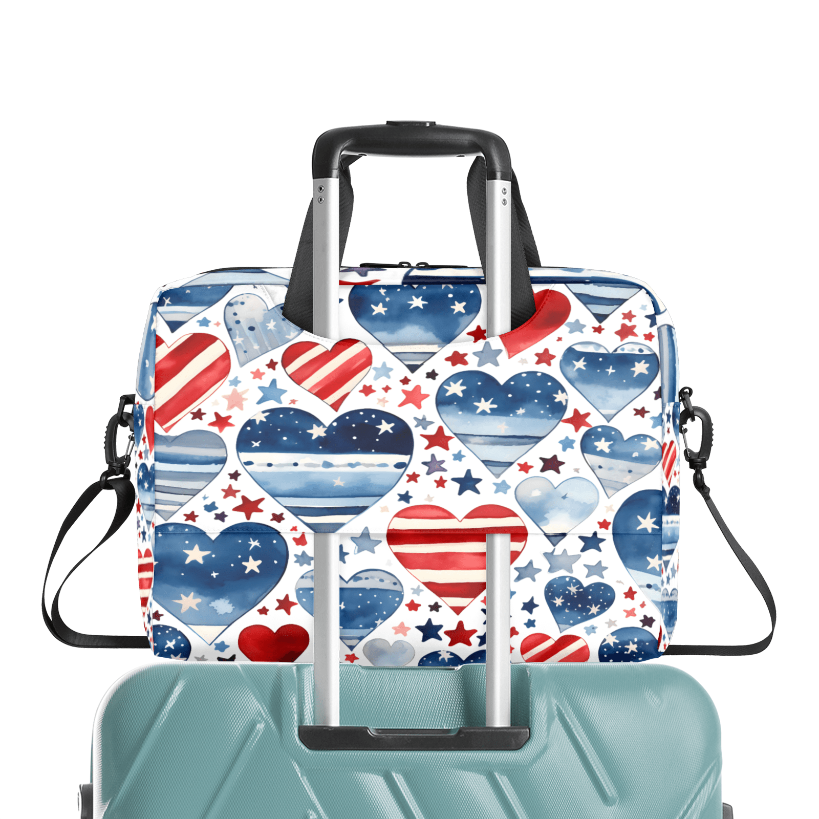 Herdesigns 4th Of July Heart Laptop Bag for Women Men, Computer Case Briefcase Messenger Bags, 15-15.6 inch Laptop Sleeve Shoulder Bag