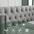 thumbnail image 2 of 81Inch Oversized 3 Seater Velvet Sofa with Tufted Buttons & Copper Nails, Square Sofa Couch with Deep Seat, Metal Legs & Wide Armrest for Living Room, Bedroom & Office Gray, 2 of 7