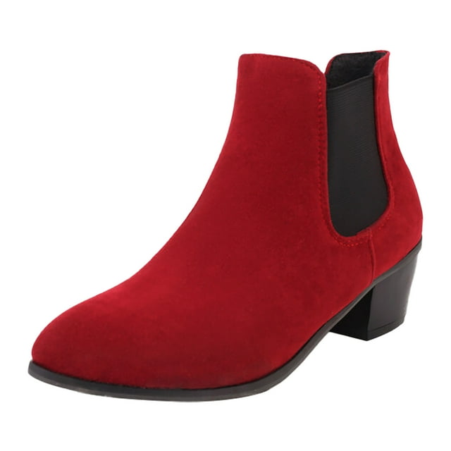 WEAIXIMIUNG Bottes à Plateforme pour Femmes Grande Taille Confortables à Talon Plat Pointu Bottines Courtes Commerce Extérieur Bottes Élastiques Hautes pour Femmes