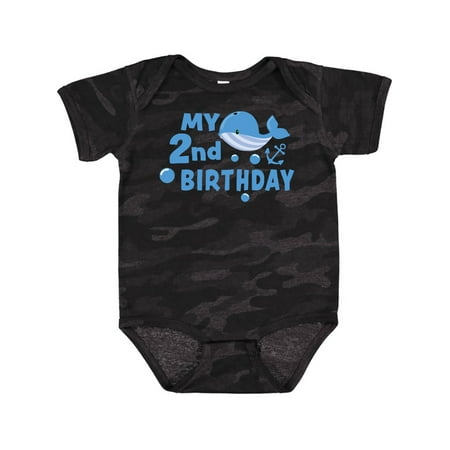 

Inktastic Nautical My 2nd Birthday with Blue Whale Gift Baby Boy or Baby Girl Bodysuit