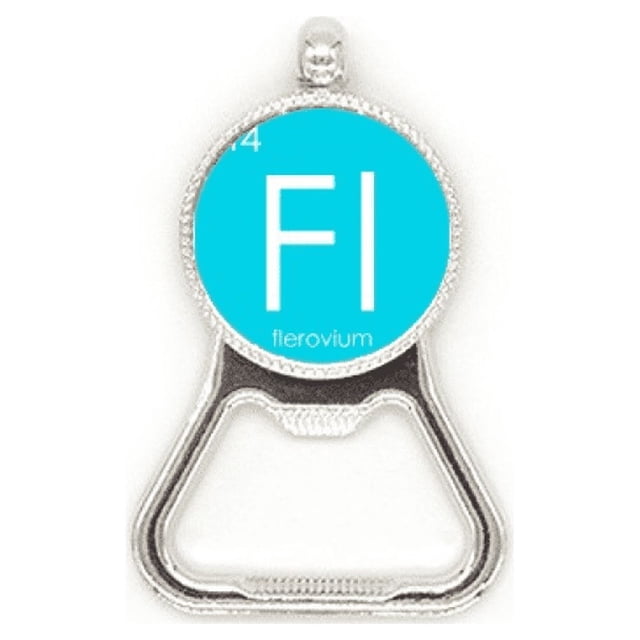 Química de metales pobres elementos periodo mesa flerovium FL Acero inoxidable Metal cerveza tapa sacacorchos