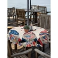 thumbnail image 2 of Outdoor Tablecloth with Umbrella Hole Zipper Independence Day Round Tablecloth 54" Waterproof Outside Table Cloth Red Blue Gnomes Flag Flowers Firework Patio Table Cover Tablecloths for Picnic Party, 2 of 8