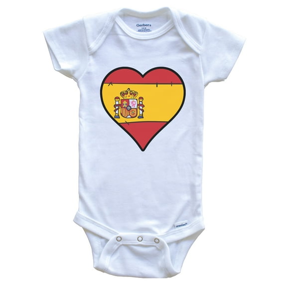 Spain Heart Spanish Flag Baby Bodysuit