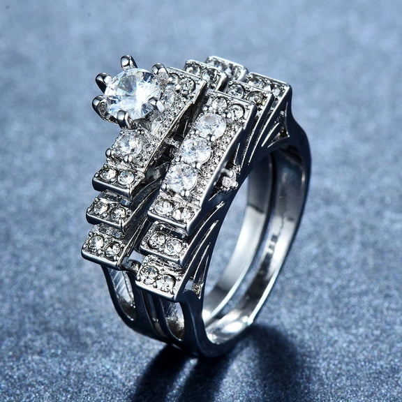 Fashion Women Elegant Zircon Ring Jewelry Silver Color Rings For Women