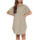thumbnail image 4 of Mini Falda de Algodón con Pantalones Cortos Botón de Verano Hasta Vestido de Camisa con Cuello, 60% Algodón 40% Lino Mini Vestido, Lavado a Mano Desgaste Casual, 4 of 8