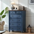 thumbnail image 5 of Farmhouse Dresser for Bedroom 6 Drawer Dresser 31.5"D x 15.75"W x 43.5"H Tall Chest of Drawers Wooden dressers for Closet Living Room - Blue, 5 of 8