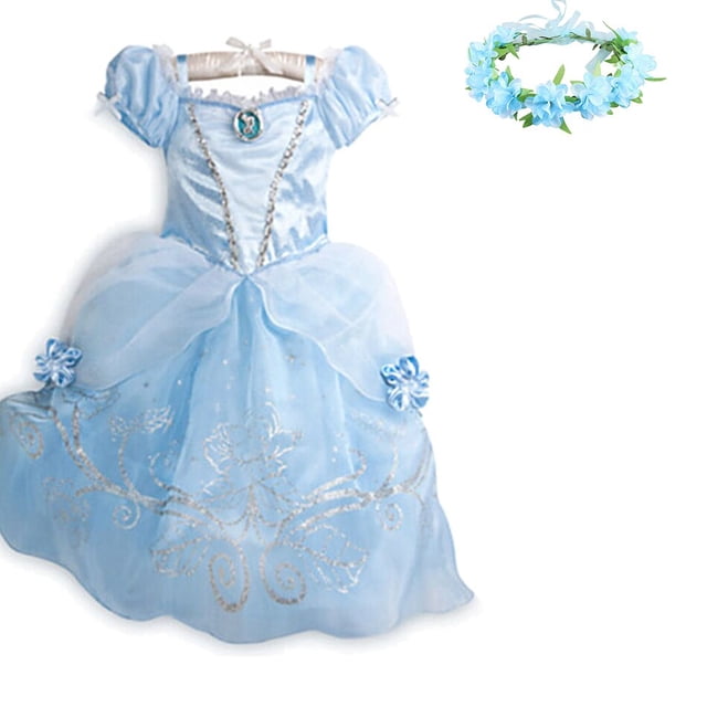 Vestido de Cenicienta para niñas, disfraz de Cenicienta y accesorios de princesa, fiesta de cumpleaños para niños, vestido de noche de Navidad Fivean unisex