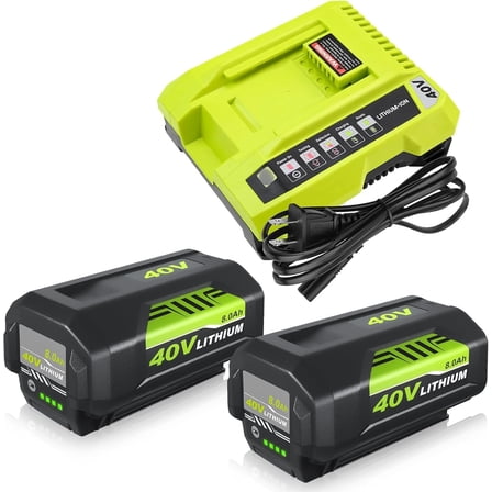 2 PACK 8.0Ah Battery 40 Volt for Ryobi 40V Lithium OP40602 Battery with LED Charger