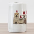 thumbnail image 3 of Dog and Cat Ceramic Toothbrush Holder, Team of 6 Pets Wearing Santa Hats Panting, Decorative Versatile Countertop for Bathroom, 4.5" X 2.7", White Multicolor, 3 of 4