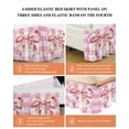 thumbnail image 6 of Pink Floral Print Wrap Around Bed Skirts for Queen Bed 18" Drop,Bed Skirt with Adjustable Elastic Belt Dust Ruffle Bed Valance for Bedroom Hotel Checkered Bow Rose Flower Gingham Bed Frame Cover, 6 of 7