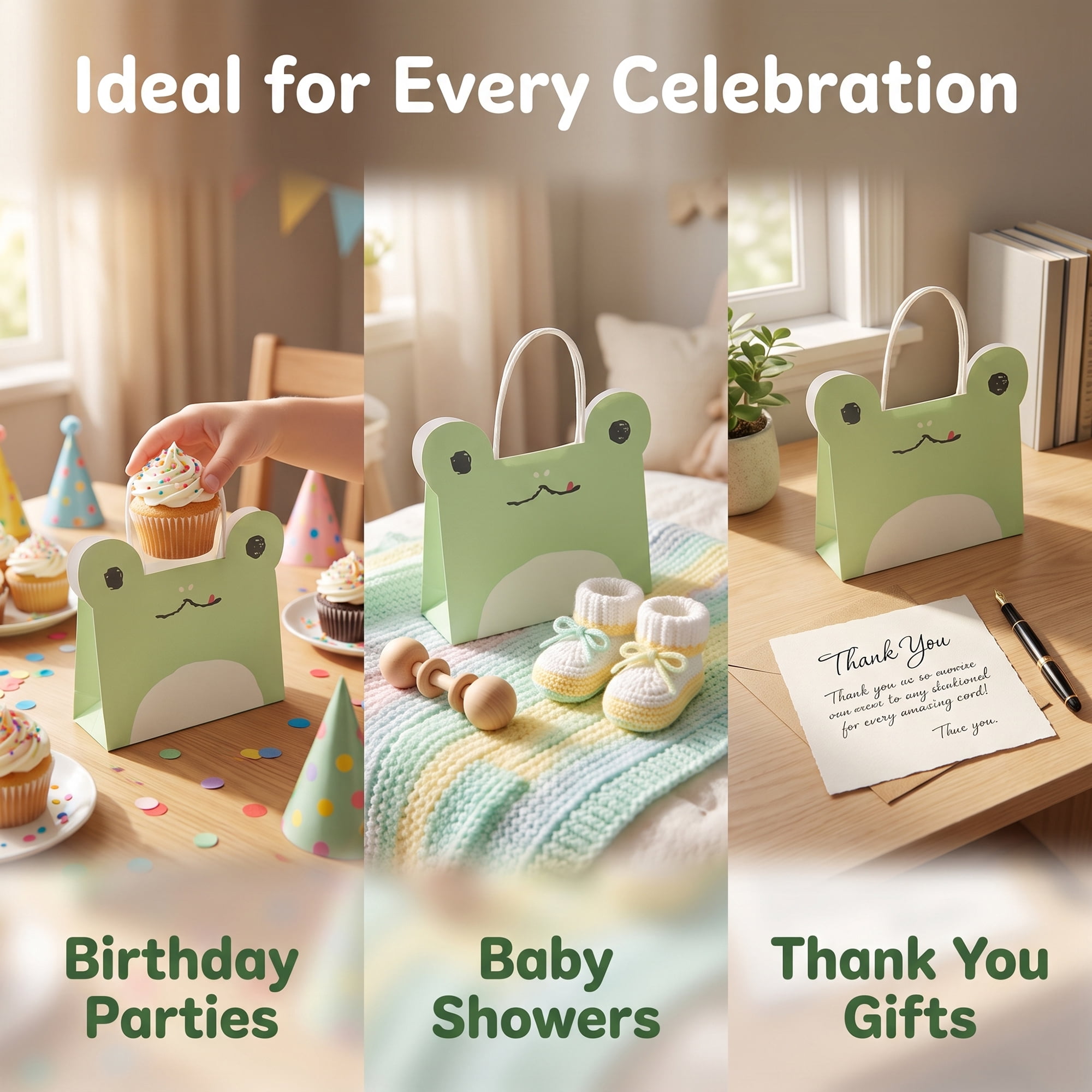 Unique Bargains Cartoon Gift Bags for Party and Special Occasions Green 6.9" x 2" x 4.9"