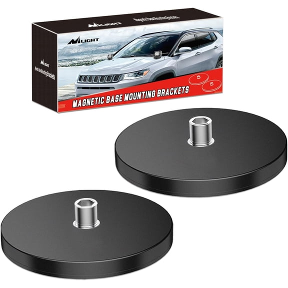 Nilight 2PCS Magnetic Base LED Light Bar Mounting Brackets, Powerful Sucker Holder for Bottom-Mounted Offroad Work Auxiliary Lamps Mounts on Hood A-Pillar