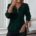 thumbnail image 2 of ZHYou Women Cable Knit Sweaters,Pullover,Half Zip Neck,Front Pocket Soft Stretchy Comfortable Casual Tops,Green,Size M, 2 of 6