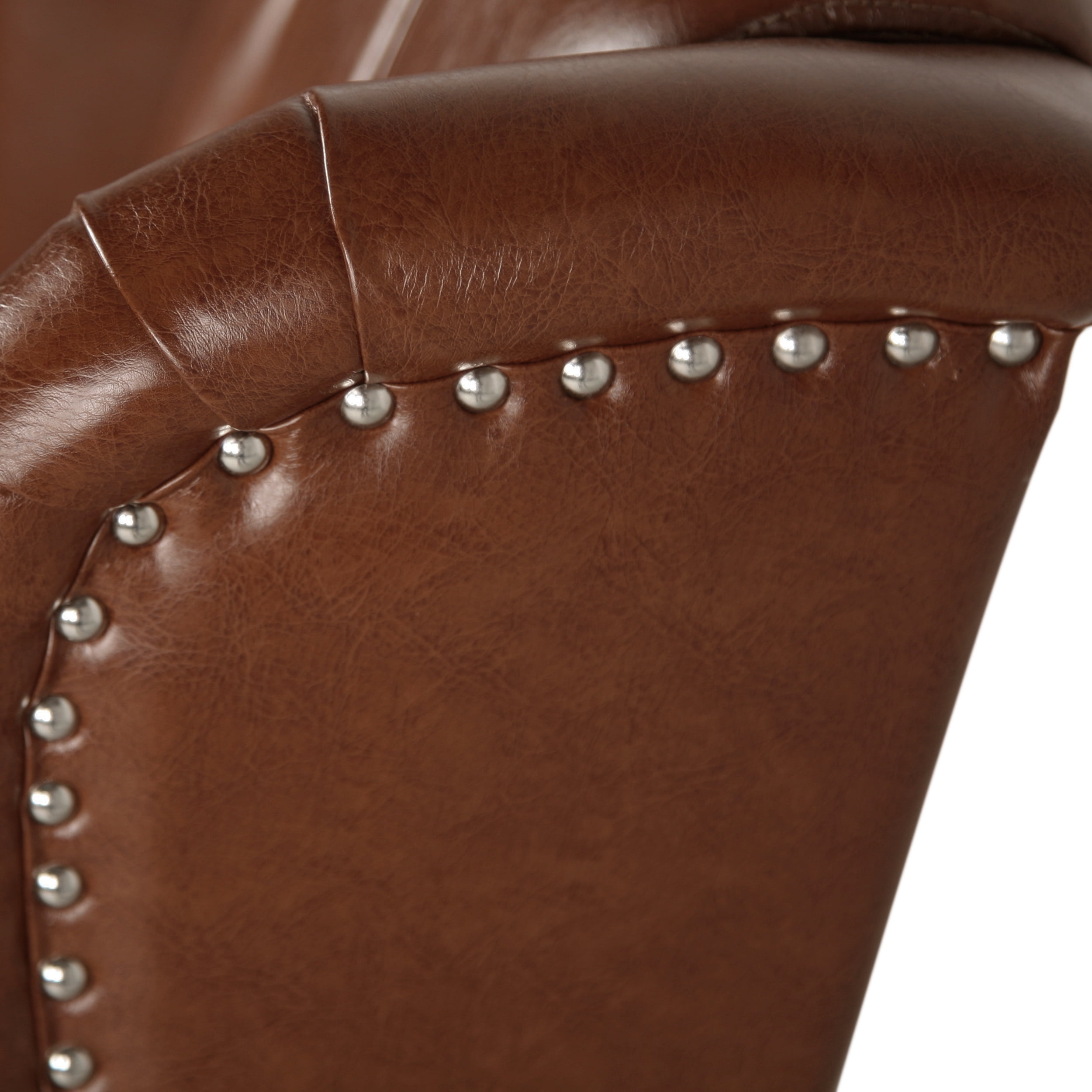Noble House Bryce Faux Leather Recliners, Cognac, Dark Brown