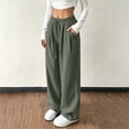 thumbnail image 3 of cocolona Womens Casual Curduroy Athletic Pants Elastic Waist Straight Wide Leg Gym Workout Running Pants with Pockets, 3 of 5