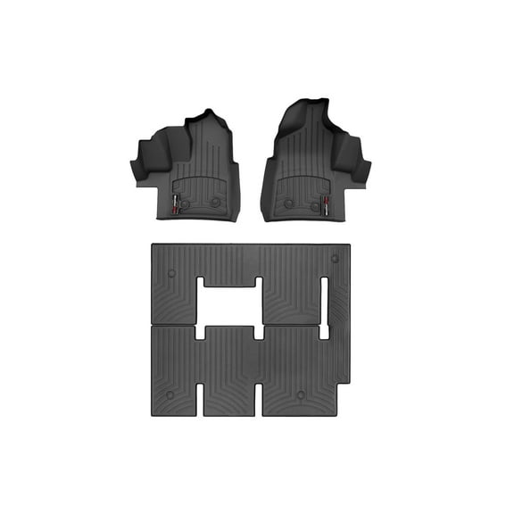 WeatherTech Custom Fit FloorLiners compatible with 2023-2025 Ford Transit - Complete Set (1st Row, 1-Piece 2nd/3rd Row), Black