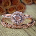 thumbnail image 2 of Antique Vintage Design 2.25 Carat 6mm Round Morganite Diamond Moissanite Halo Bridal Wedding Ring Set With 18K Rose Gold Plating, 2 of 5