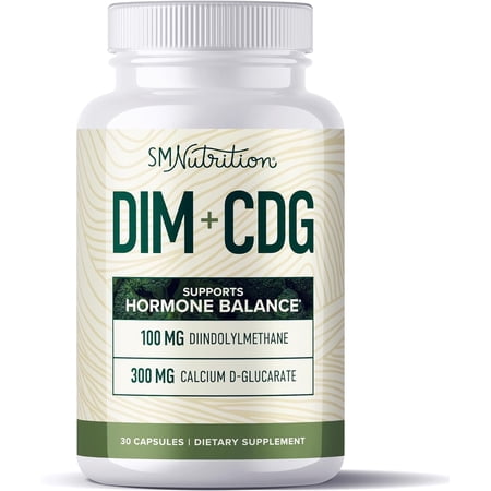 DIM Supplement with Calcium D-Glucarate for Estrogen & Hormone Balance for Women & Men | Hormonal Acne  Menopause & CDG for Liver Support | 30ct