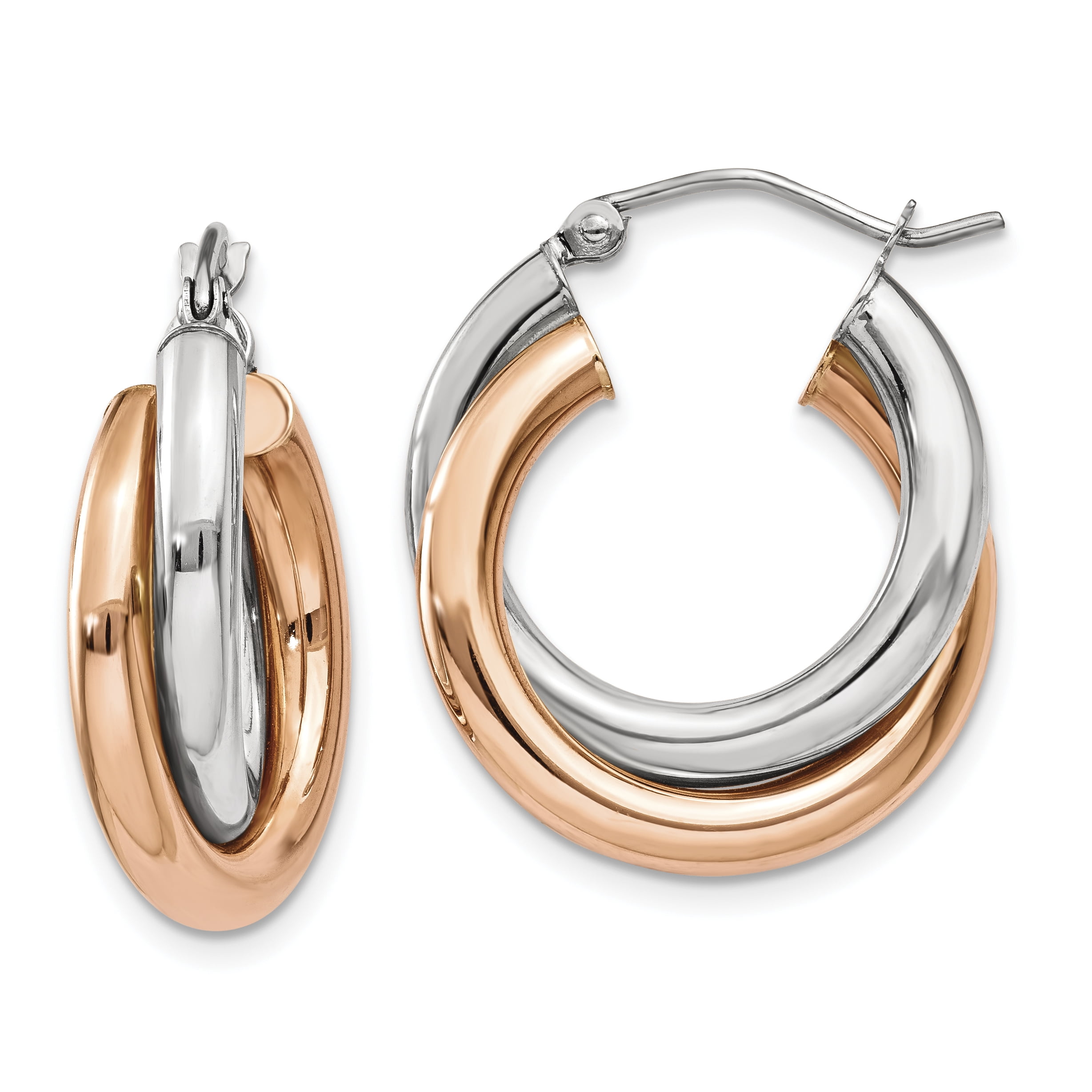 Primal Gold 14 Karat Twotone Gold Oval Hoop Earrings