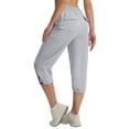 thumbnail image 3 of GIPQJK Capri Pants for Women Lightweight Quick Dry Water Resistant Travel Shorts Adjustable Ankle Cuff Baggy Cargo Pants with Zipper Pockets,Light Gray L, 3 of 5