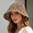 thumbnail image 3 of Hollow out Crochet Knit Sun Hats for Women Foldable Packable Bucket Hat Summer Beach Hat, 3 of 5