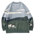 thumbnail image 4 of Pull de Noël pour Femmes Imprimé Cardigan Chaud Tricoté Mode Pull Mi-Long Décontracté Col Rond Blouse, 4 of 6