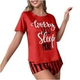 thumbnail image 2 of Two-Piece Casual Home Set for Women Fashion Letter-Printed Short-Sleeved Top Striped Shorts Pyjamas Set Present for Women Up to 65% off, 2 of 3
