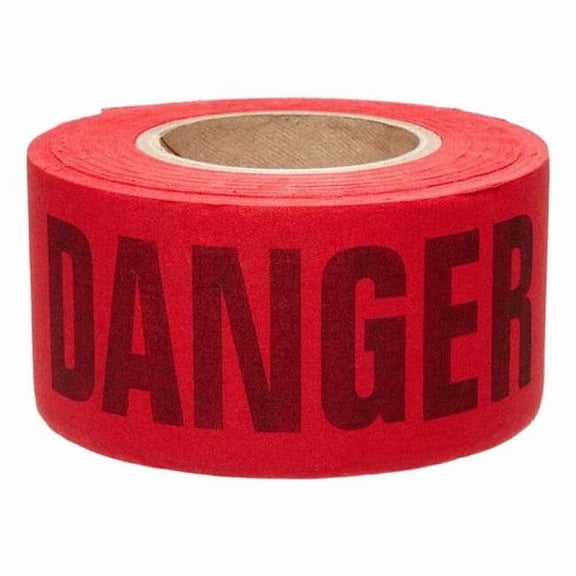 Barricade Tape, Danger, Red, 3 in Wide x 200 ft Length, Cotton, 3 mil
