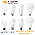 thumbnail image 2 of Bombilla LED de voltaje completo, luz blanca cálida sin parpadeo, AC120V, 220V, 8W-24W, E27, B22, 3000K/4000K/6000K, 1-10 unidades, 2 of 4