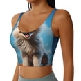thumbnail image 2 of Balery Blue Sky Cute Wolf Sujetadores deportivos con espalda cruzada para mujer, acolchados, sin costuras, de alto impacto, ideales para yoga, gimnasio, entrenamiento y fitness.-Large, 2 of 8
