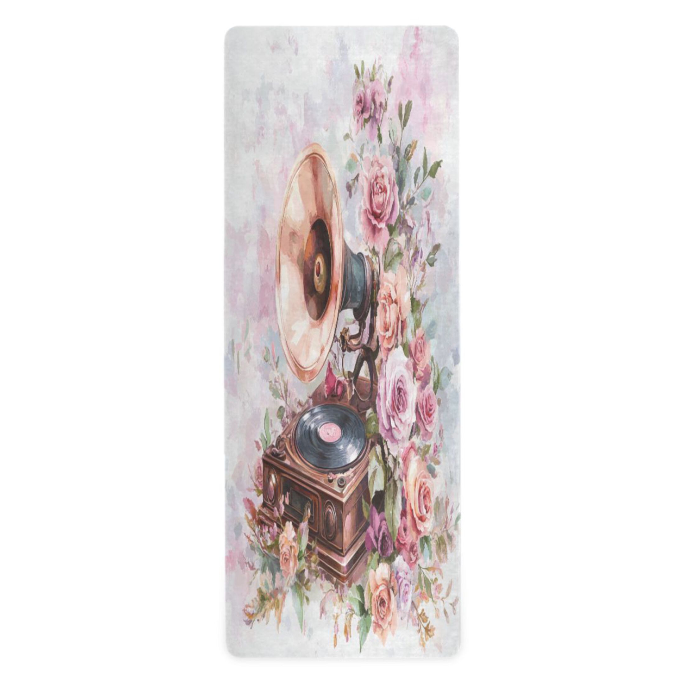 BZSMCE Yoga Mat Women Gramophone with Floral Design Fitness Mat